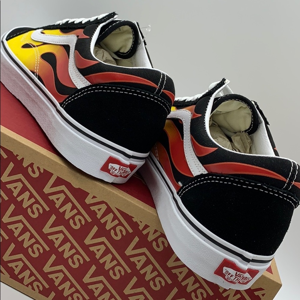 VANS OLD SKOOL FLAME Black/Black true White Men’s - Picture 12 of 16